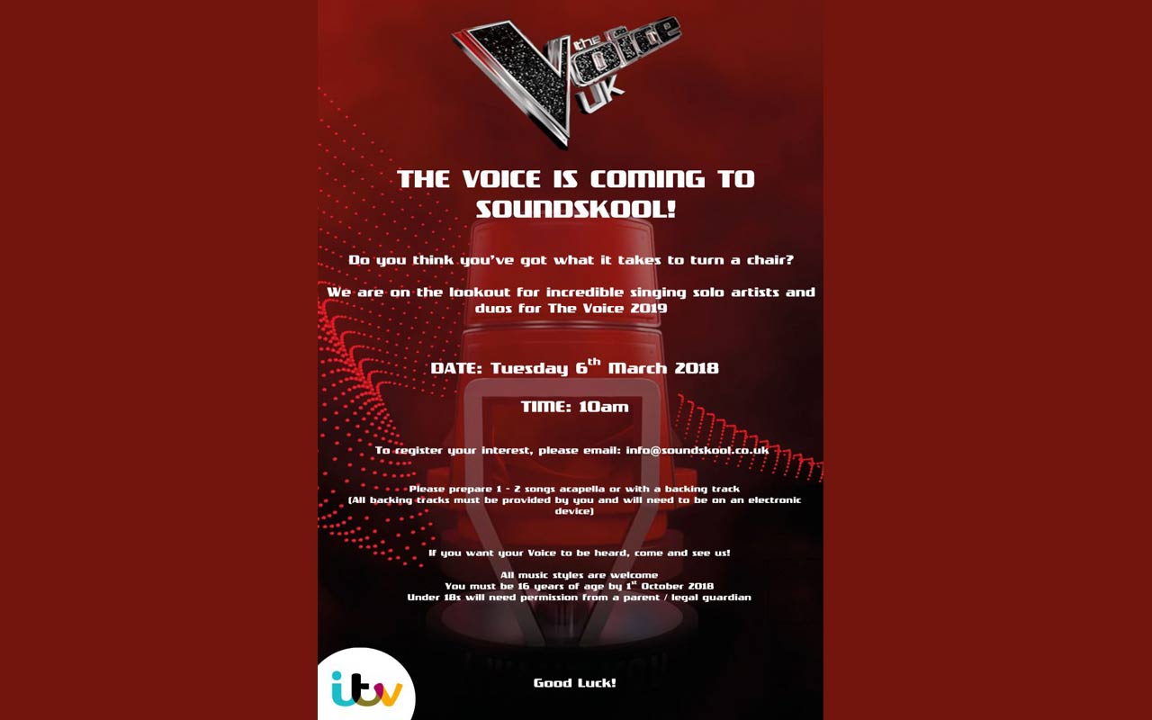ITV’s The Voice To Audition At SoundSkool